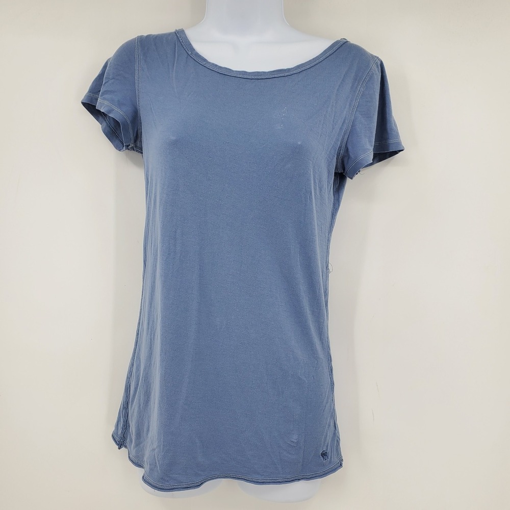 Vintage Abercrombie & Fitch Y2K Blue Scoop Neck T-Shirt L Prep Grunge Mallcore